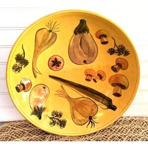 Los Angeles Potteries Mushroom Bowl, Vintage Yellow Vegetables, EUC